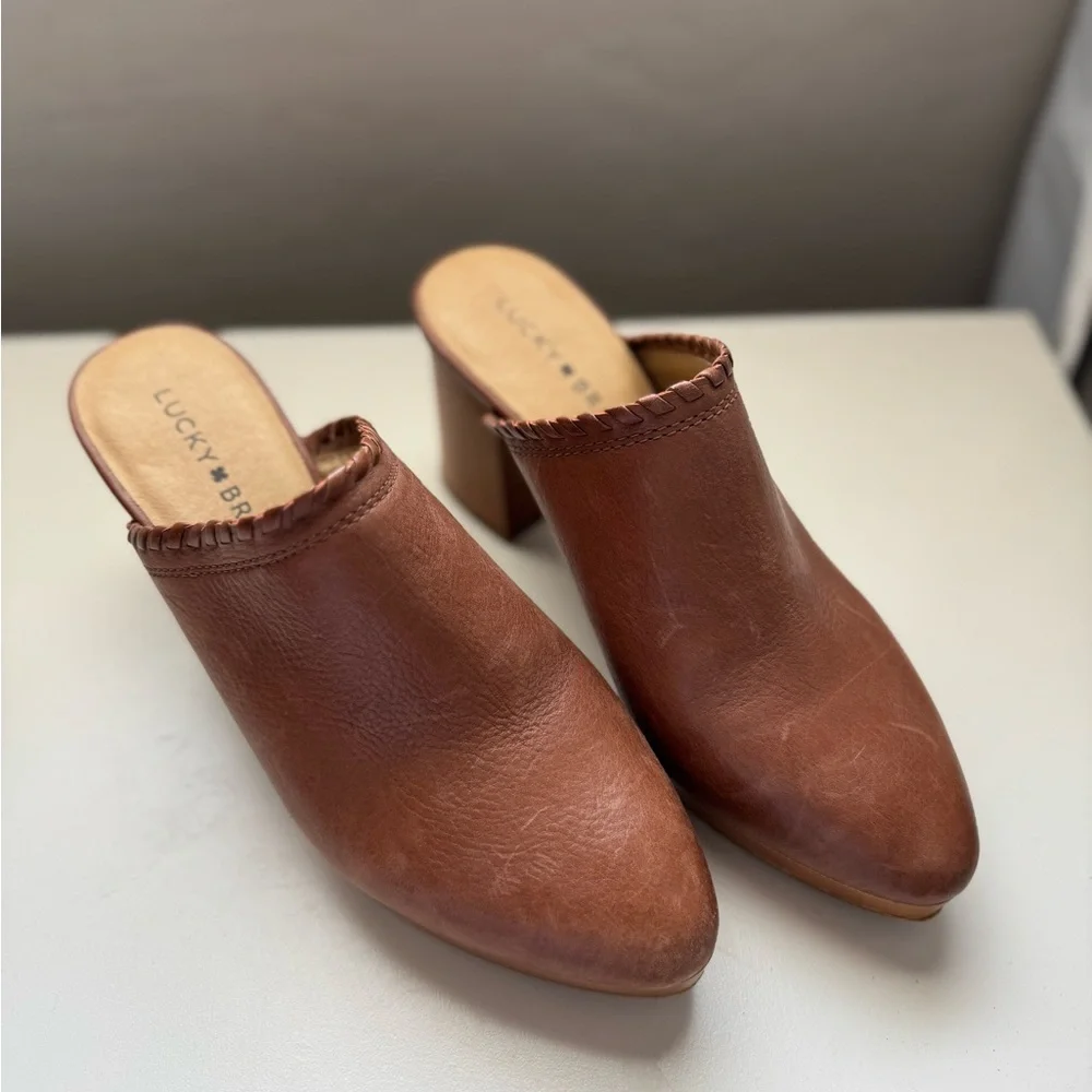 Lucky Brand Brown Leather Mules with Pointed Toe - Picture 4 of 5